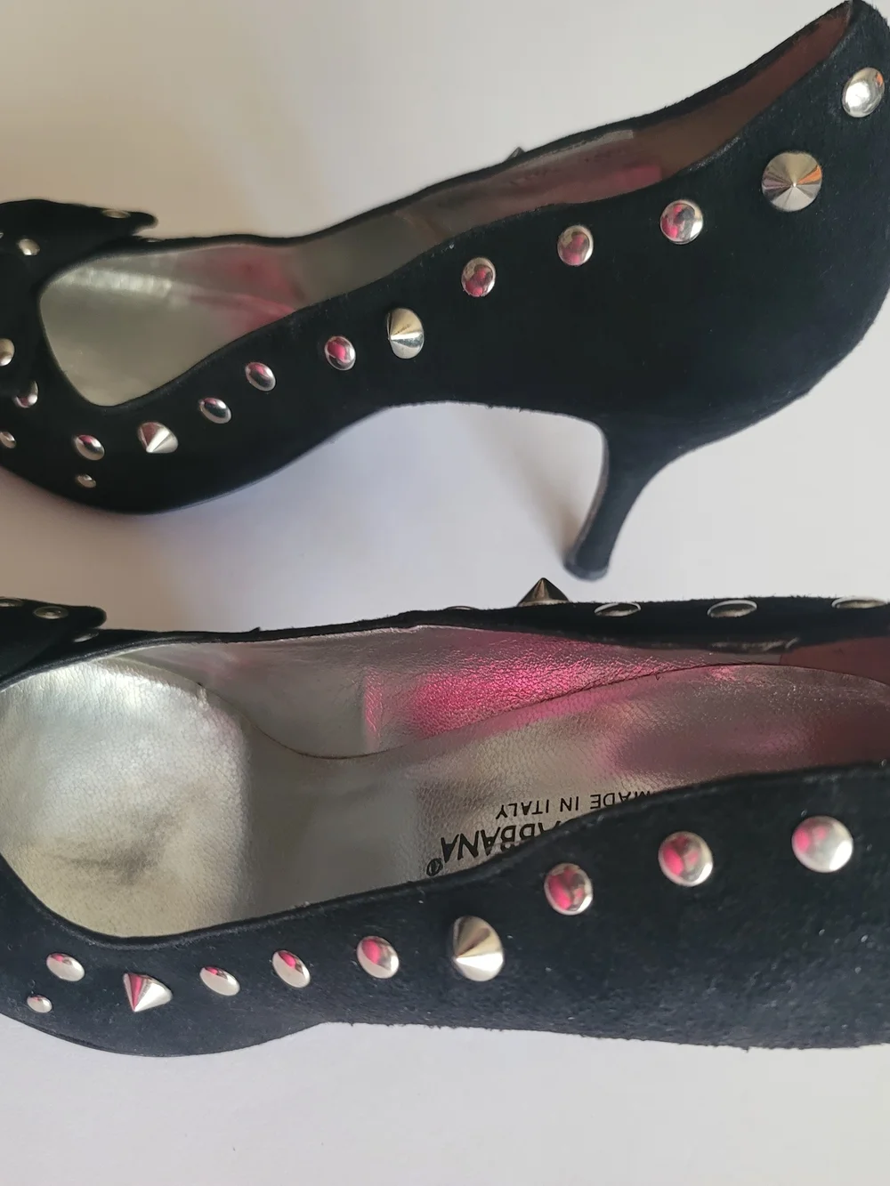 Dolce & Gabbana Black Studded Almond Toe Pumps, EUR 39.5